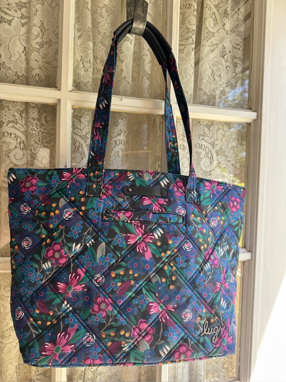 Lug Skyliner in Whimsy Black Large Quilted Tote Bag